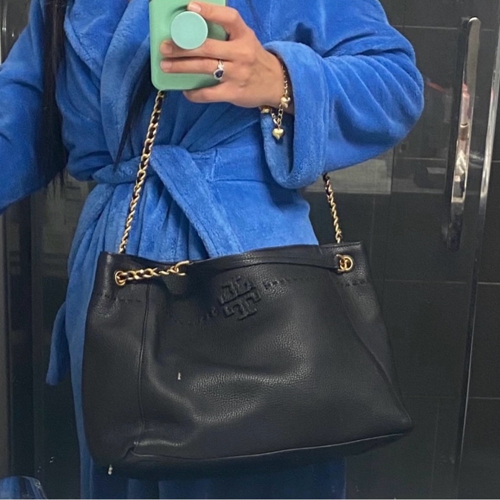 Tory Burch Mc Graw Black Leather Tote Bag - Picture 8 of 8